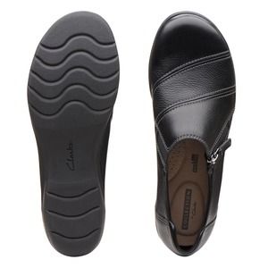 CLARKS Cheyn Clay Zip Lightweight Loafer Black Leather Size 11 Ortholite Footbed